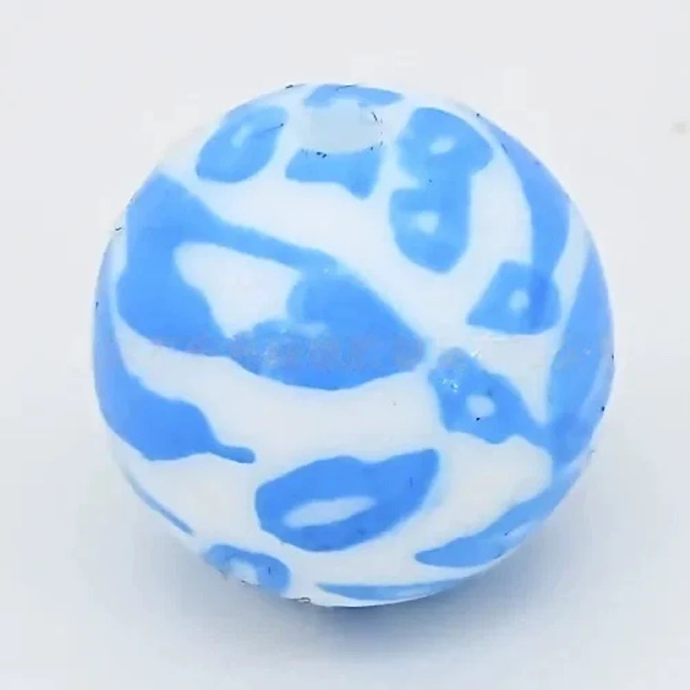 15mm Blue Leopard Printed Silicone Bead for DIY Bracelets Keychains