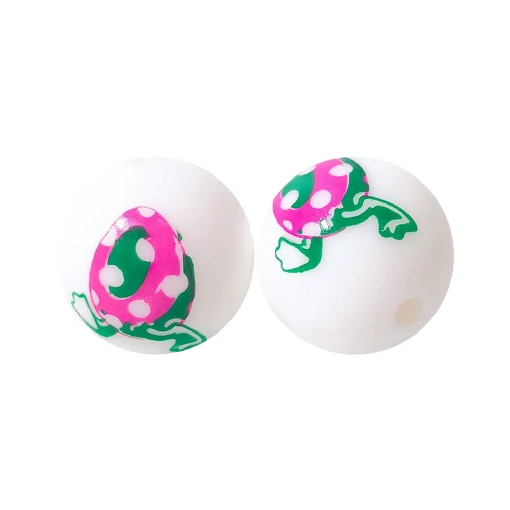 15mm Walking Eggs Printed Silicone Bead for DIY Keychains Pens