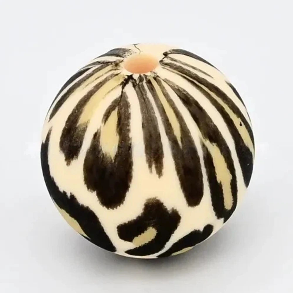 15mm Yellow Leopard Printed Silicone Bead for DIY Keychains Pens