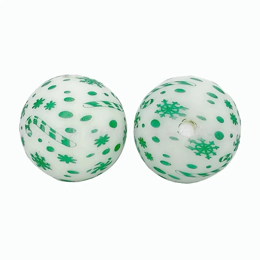 15mm Snowflake Cane Printed Silicone Bead for DIY Bracelet Pens