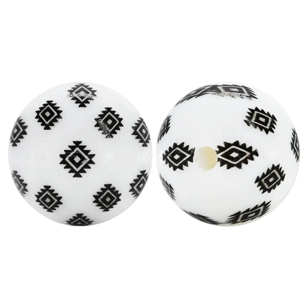 15mm Western Pattern Printed Silicone Bead for DIY Keychains Pens