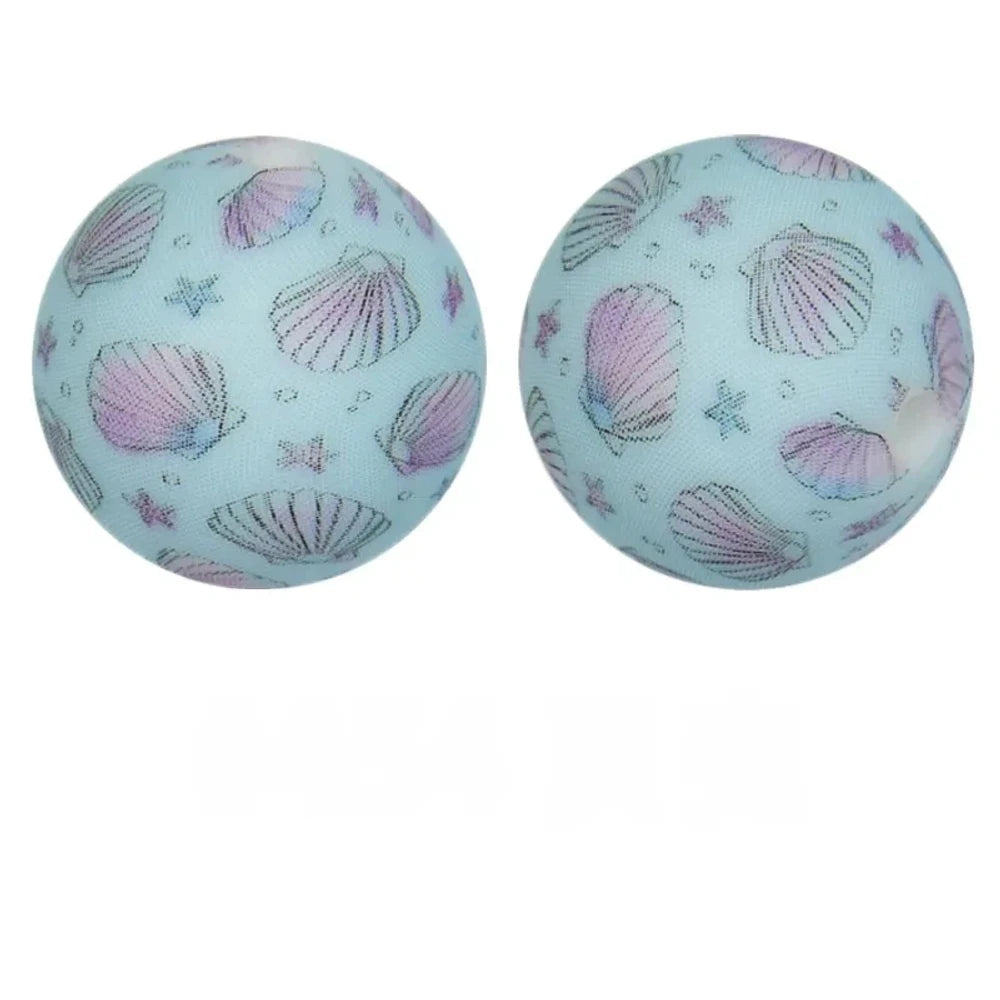 15mm Shell Printed Silicone Bead for DIY Bracelet Pen