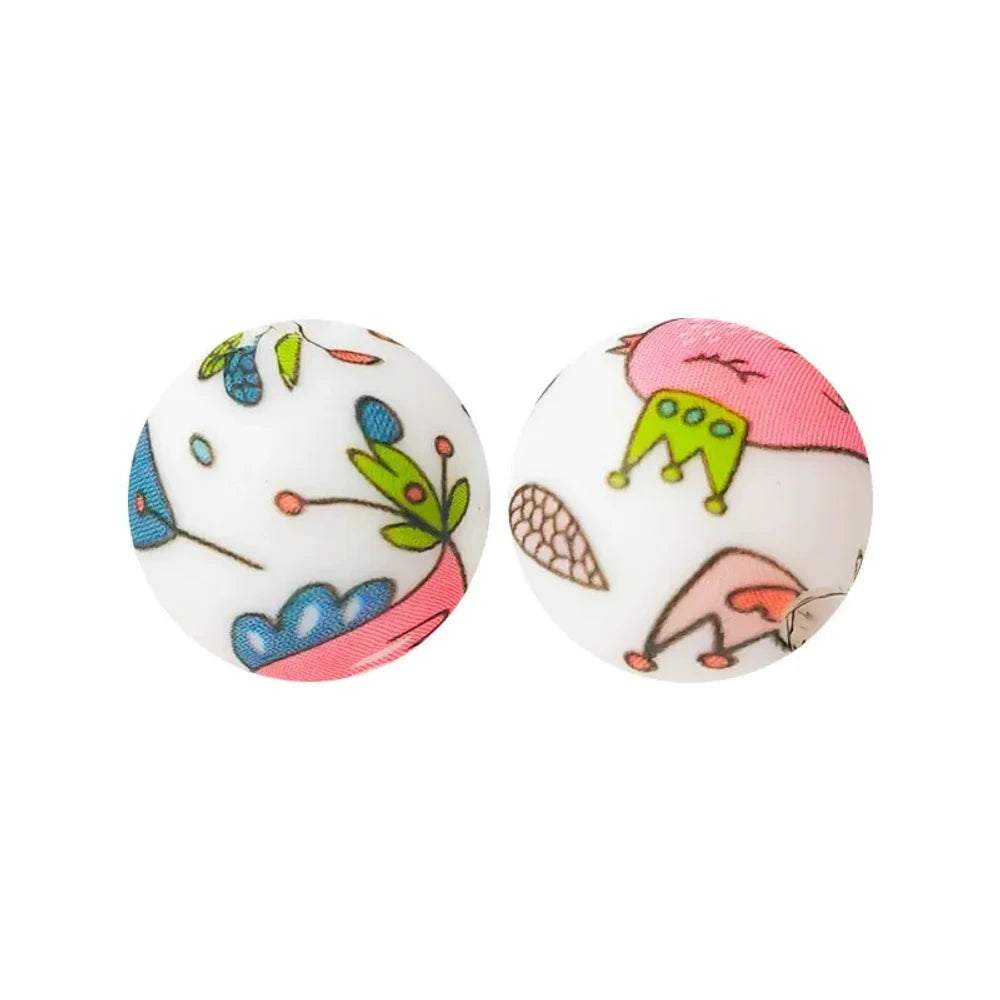 15mm Printed Silicone Bead for DIY Keychains Pens 005