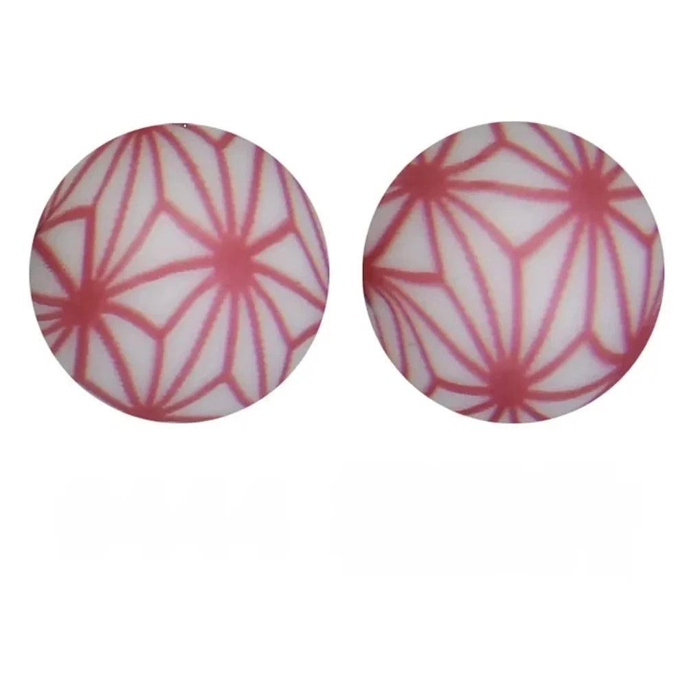 15mm Star Network Printed Silicone Bead for DIY Pens Keychains