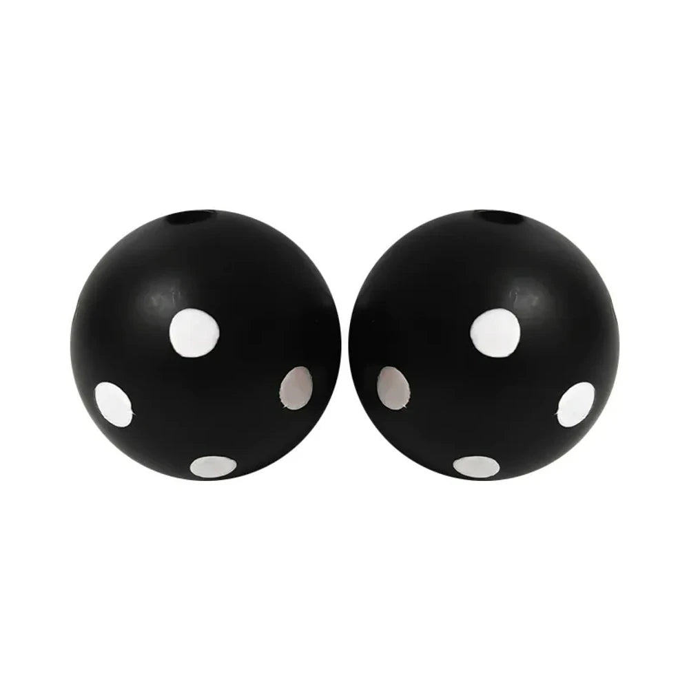 15mm White Dots on Black Printed Silicone Bead for DIY Keychains Pens
