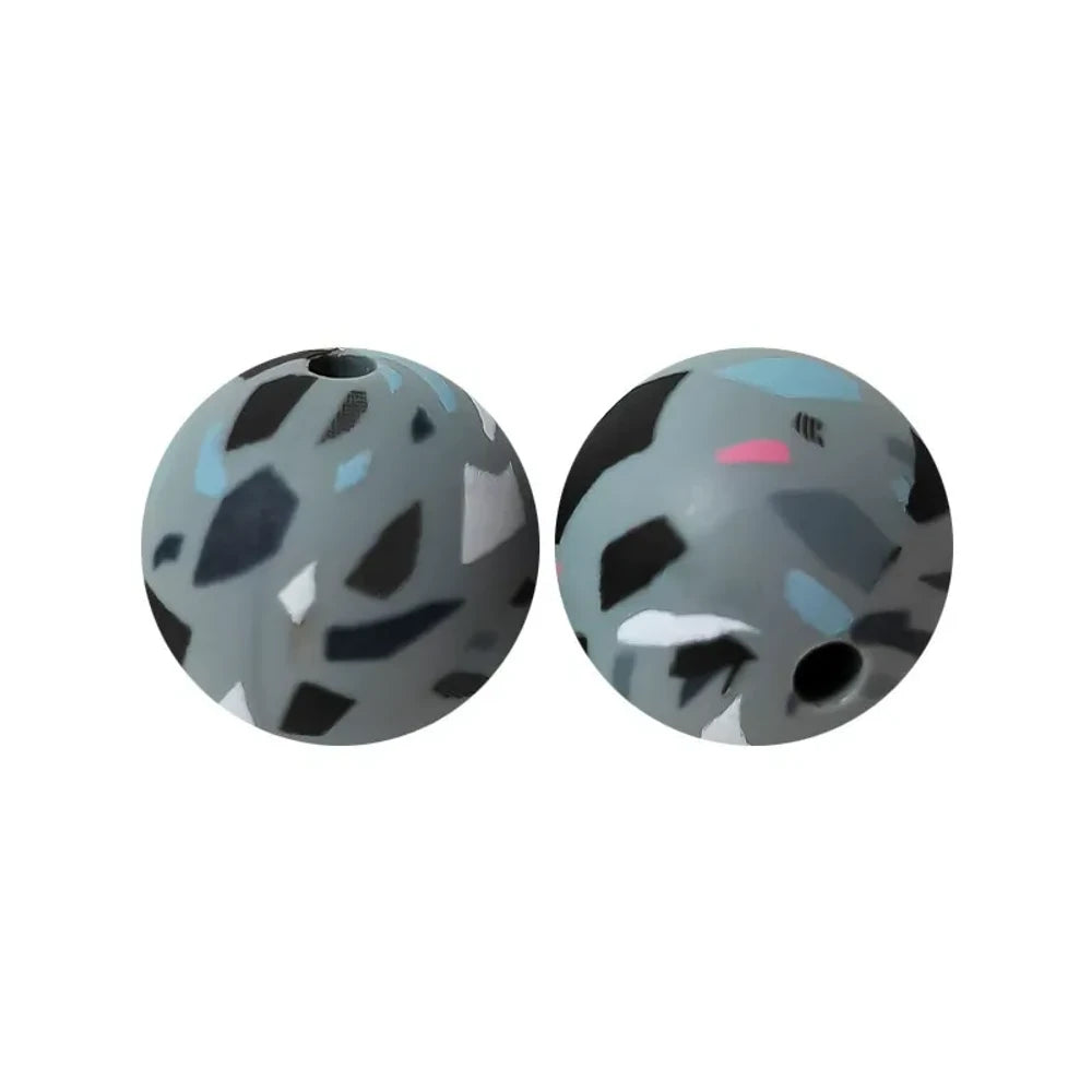 15mm Camo Printed Silicone Bead for DIY Keychains Pens