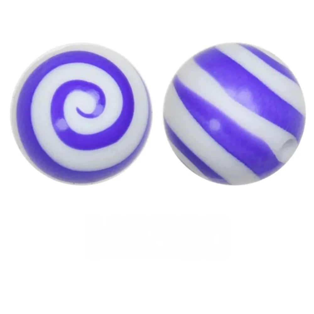 15mm Purple Swirl Printed Silicone Bead for DIY Bracelet Pen