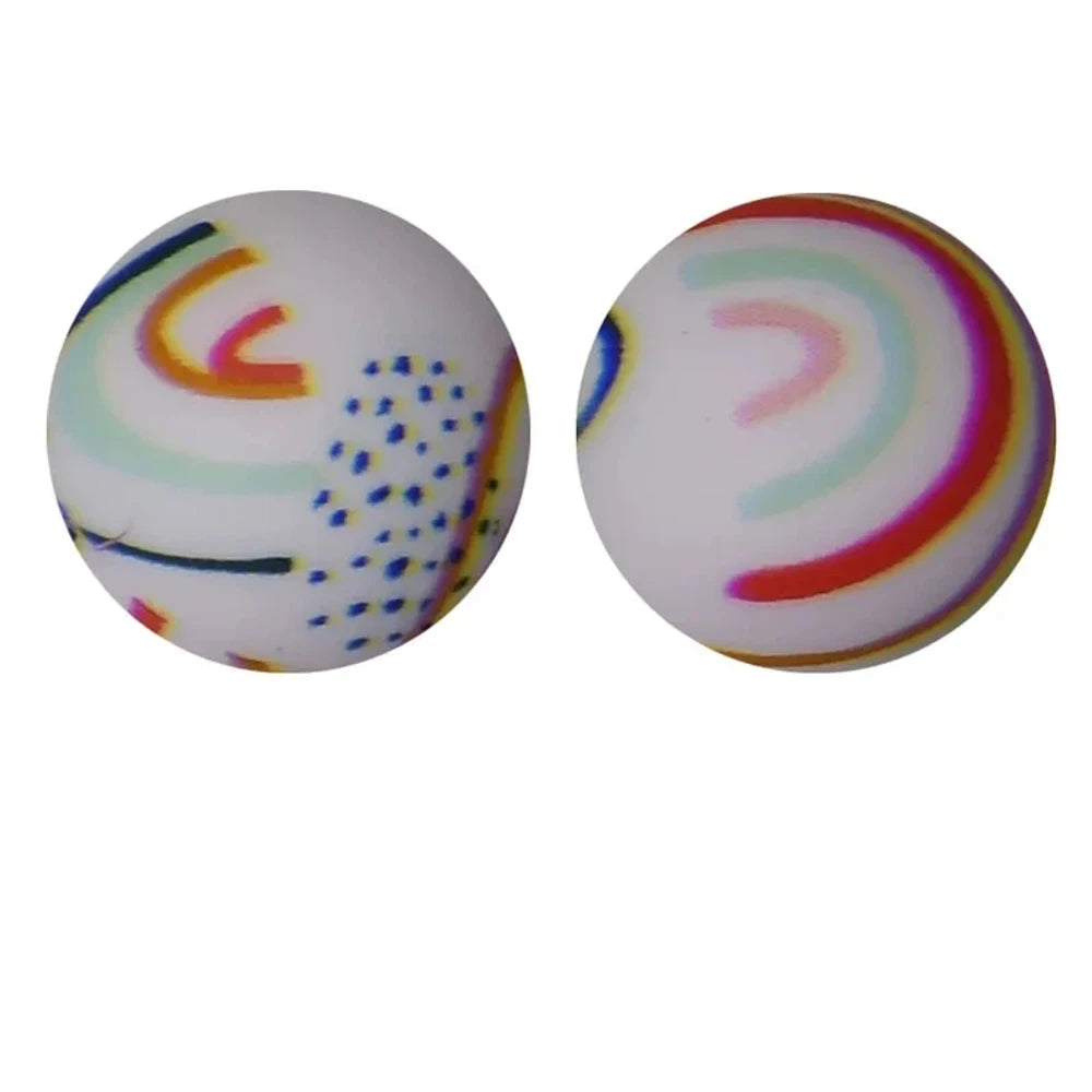 15mm Rainbow Printed Silicone Bead for DIY Pens Keychains