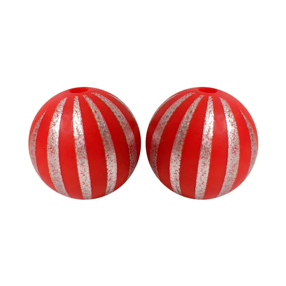 15mm Silver Stripe Printed Silicone Bead for DIY Keychains Pens