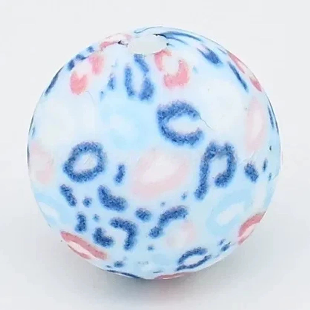 15mm Blue and Pink Leopard Printed Silicone Bead for DIY Keychains Pens