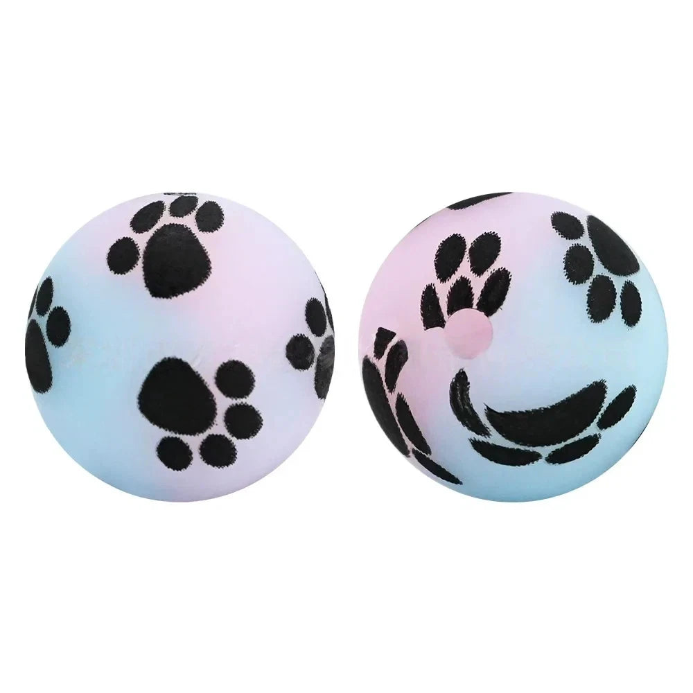 15mm Dog Paw on Pink and Blue Printed Silicone Bead for DIY Keychains Pens