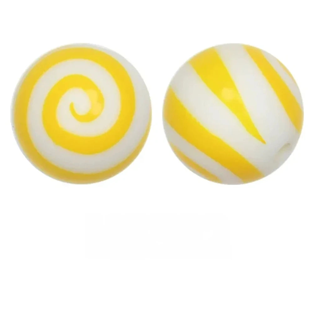 15mm Yellow Swirl Printed Silicone Bead for DIY Bracelet Pen