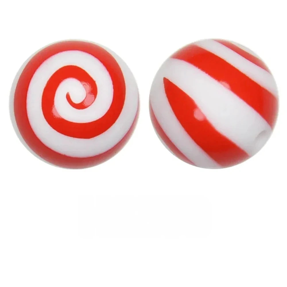 15mm Red Swirl Printed Silicone Bead for DIY Bracelet Pen