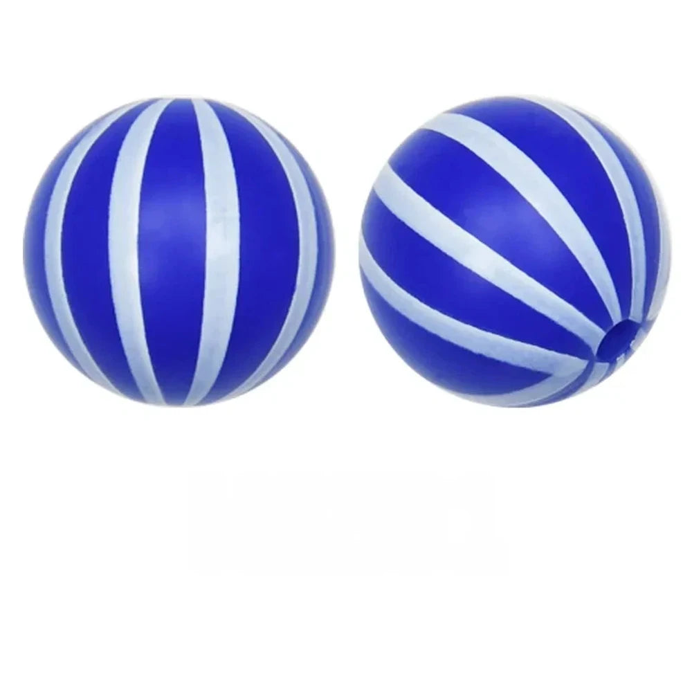 15mm Stripes on Dark Blue Printed Silicone Bead for DIY Bracelet Pen