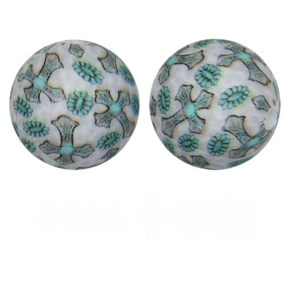 15mm Cross Printed Silicone Bead for DIY Bracelet Pen