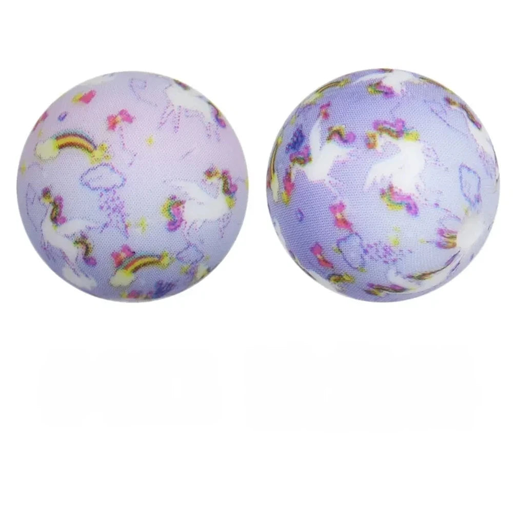 15mm Unicorn Printed Silicone Bead for DIY Pens Keychains