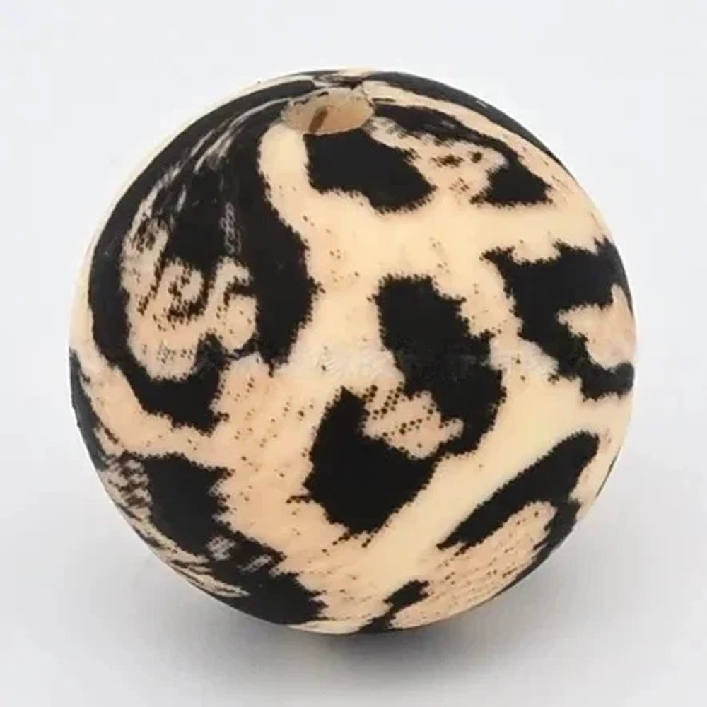 15mm Yellow Leopard Printed Silicone Bead for DIY Keychains Bracelets