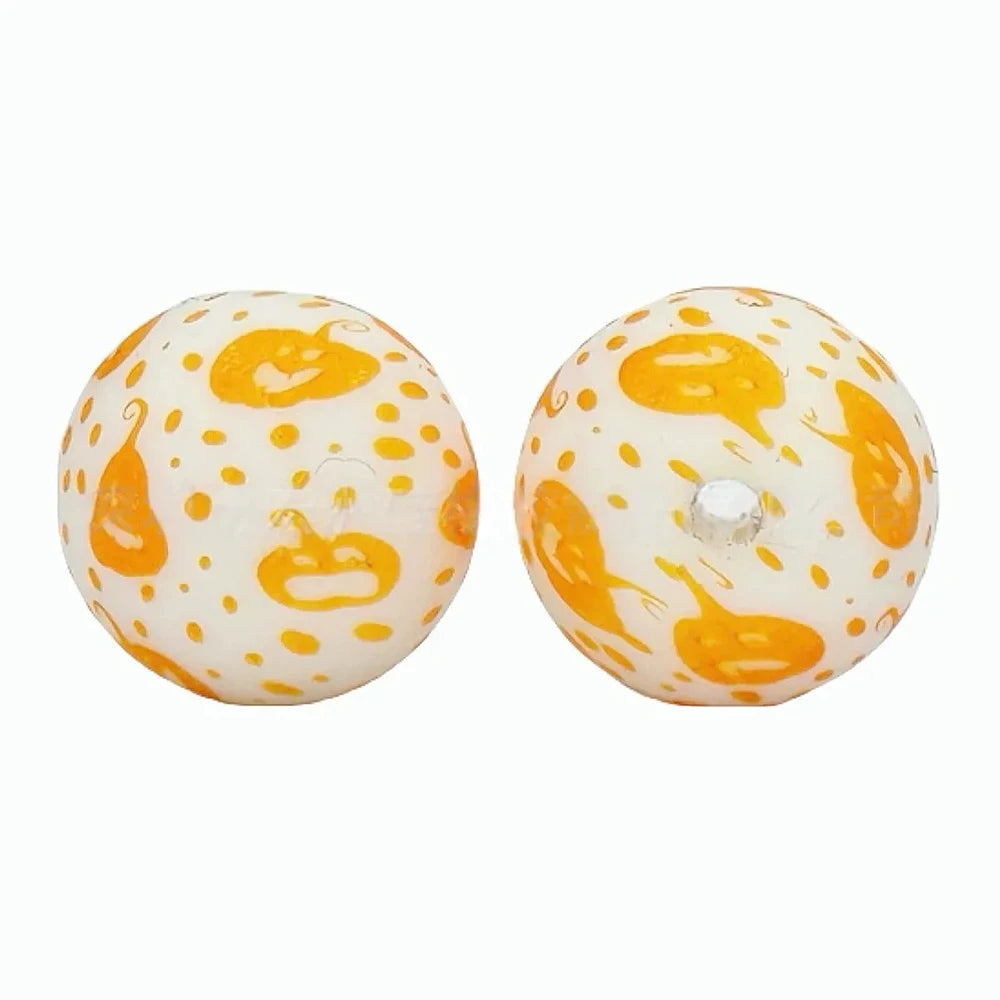 15mm Pumpkin Printed Silicone Bead for DIY Pens Keychain