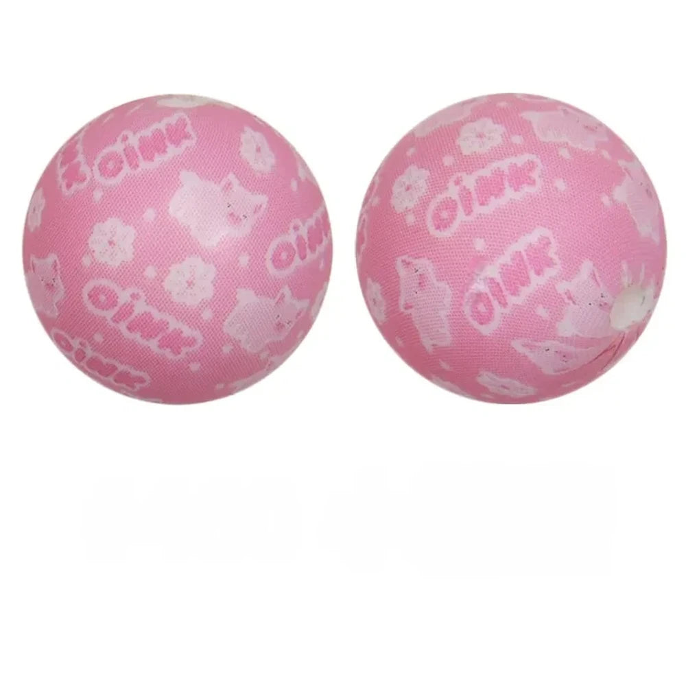 15mm Pink Pig Printed Silicone Bead for DIY Bracelet Pen