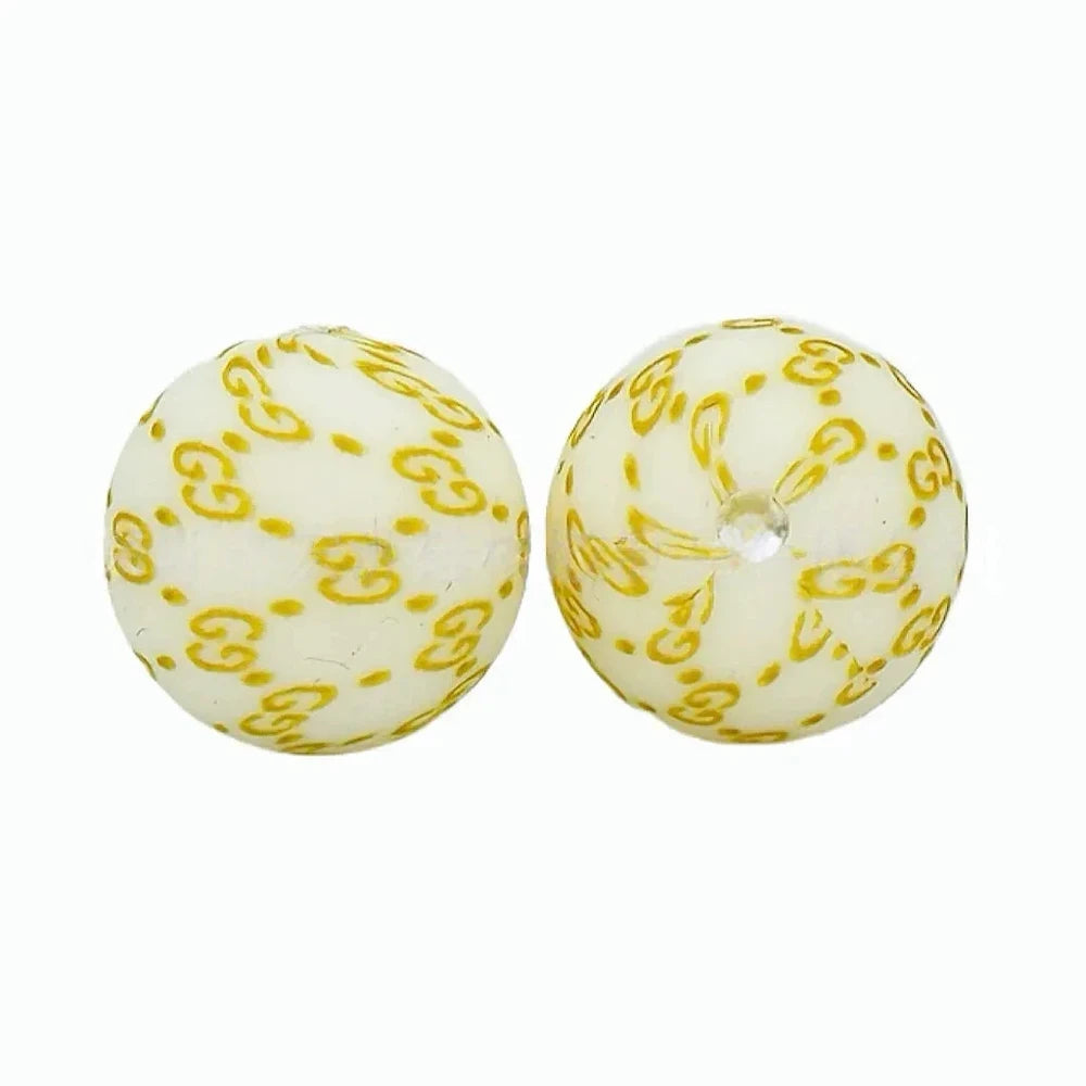 15mm GG Printed Silicone Bead for DIY Pens Keychains