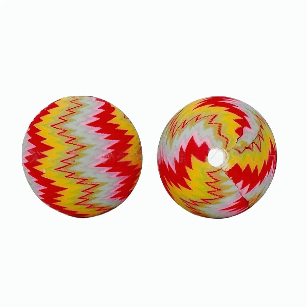 15mm Lightning Pattern Printed Silicone Bead for DIY Pens Keychain