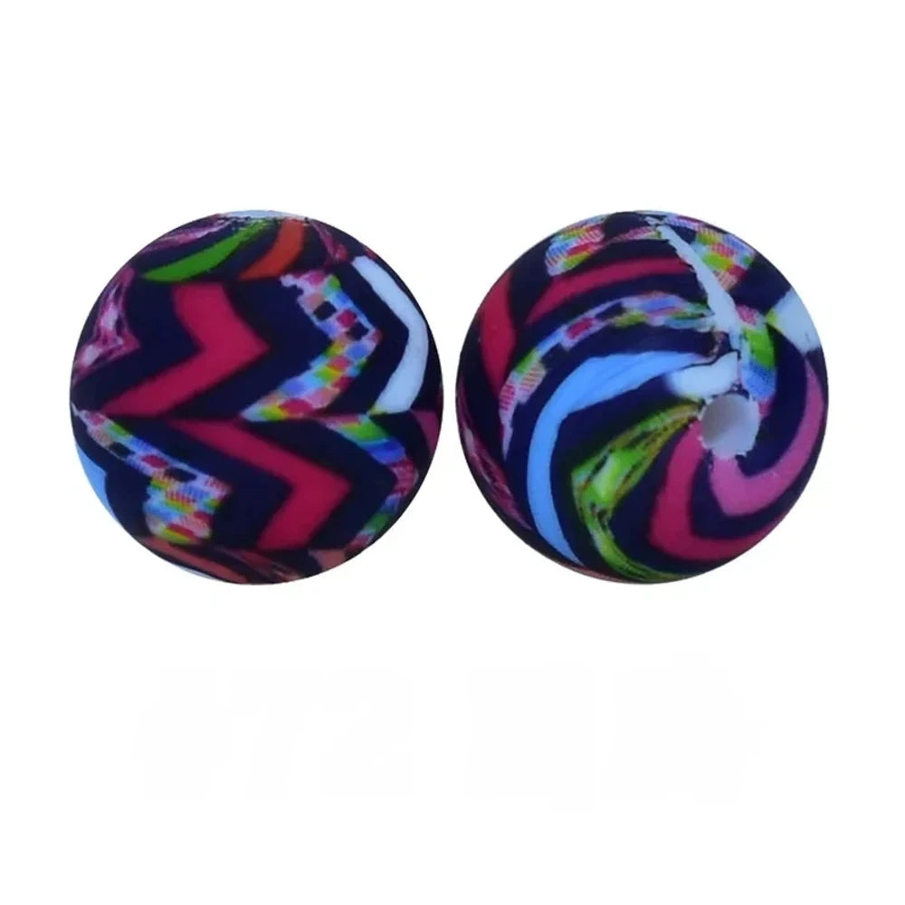 15mm Totem Printed Silicone Bead for DIY Bracelet Pen