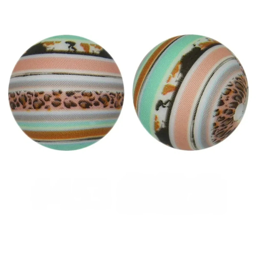 15mm Stripes Leopard Printed Silicone Bead for DIY Bracelet Pen