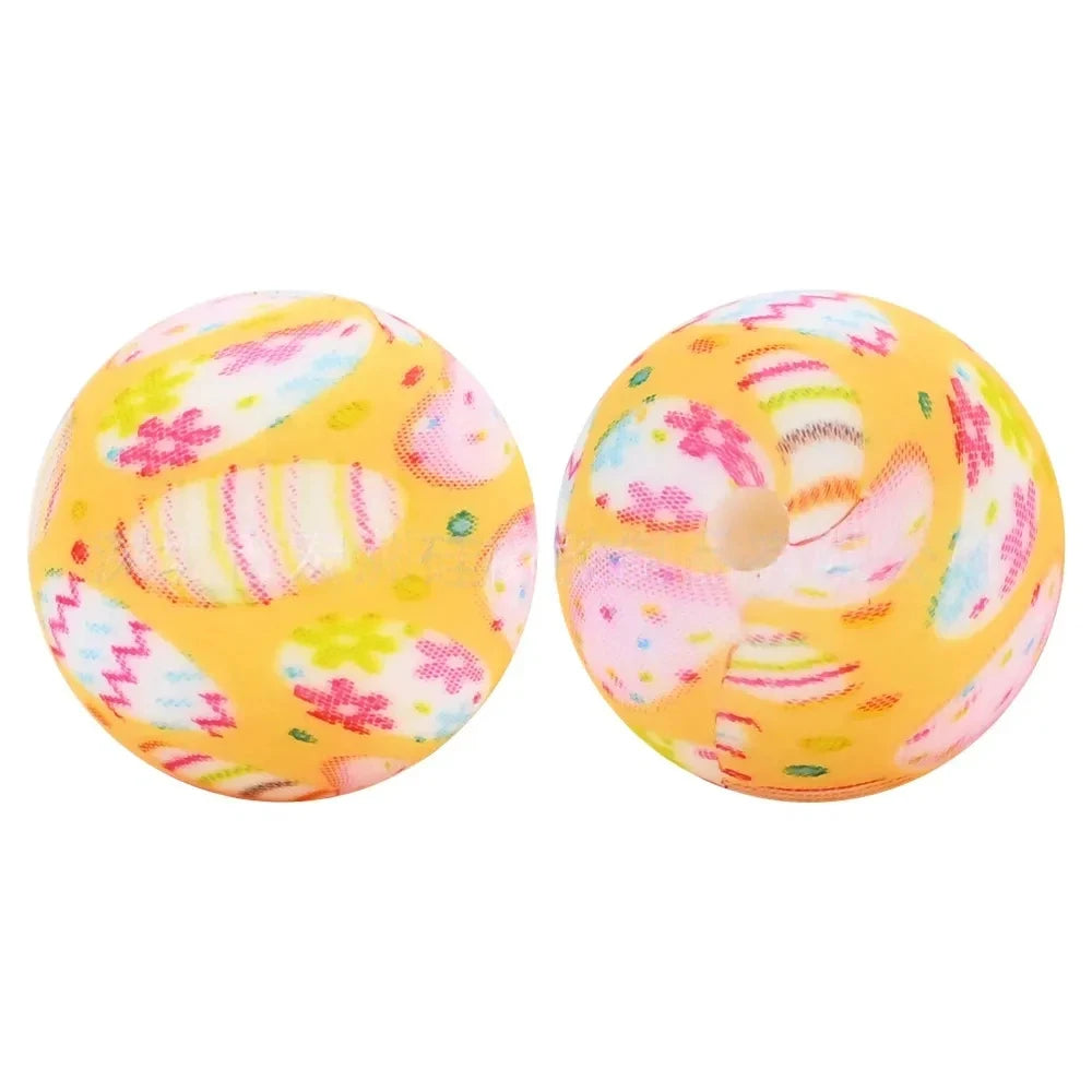 15mm Flower Printed Silicone Bead for DIY Keychains Pens