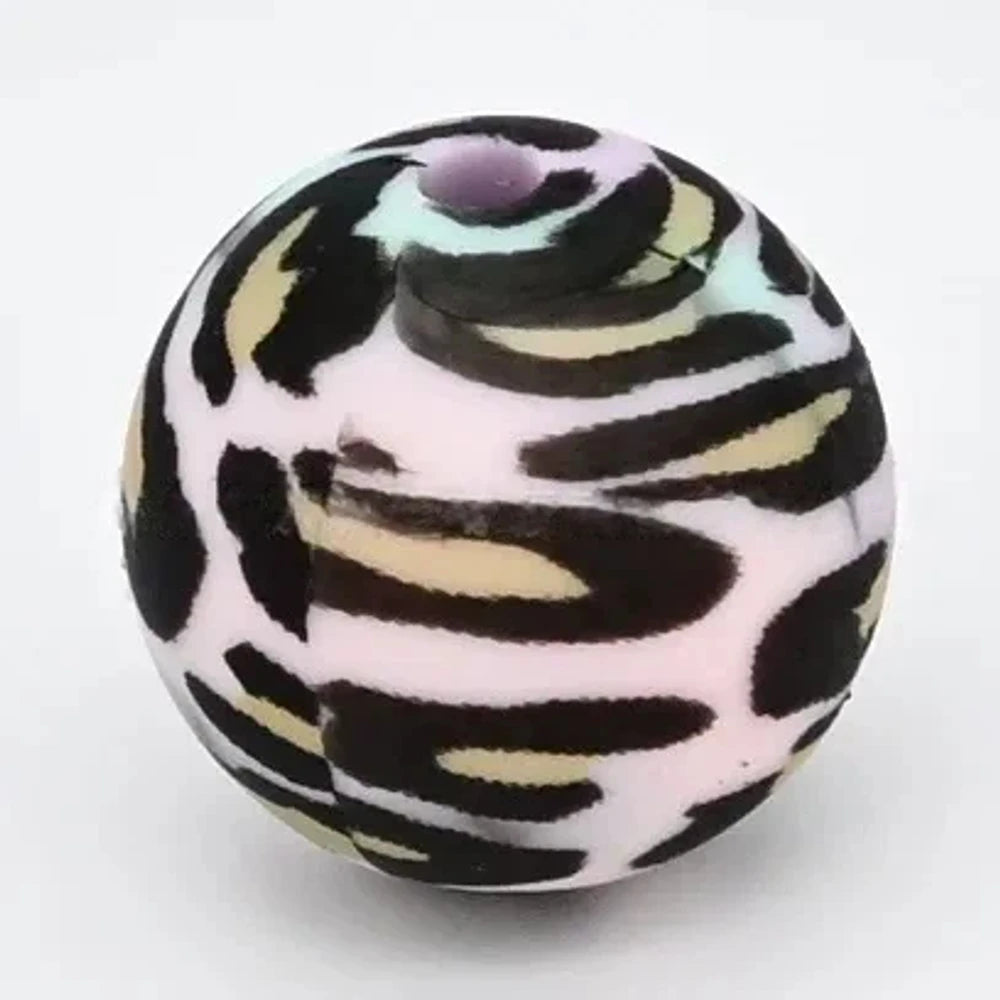 15mm Colorful Leopard Printed Silicone Bead for DIY Pens Bracelets Keychains