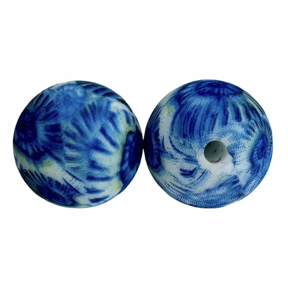 15mm Blue Printed Silicone Bead for DIY Bracelets Pens