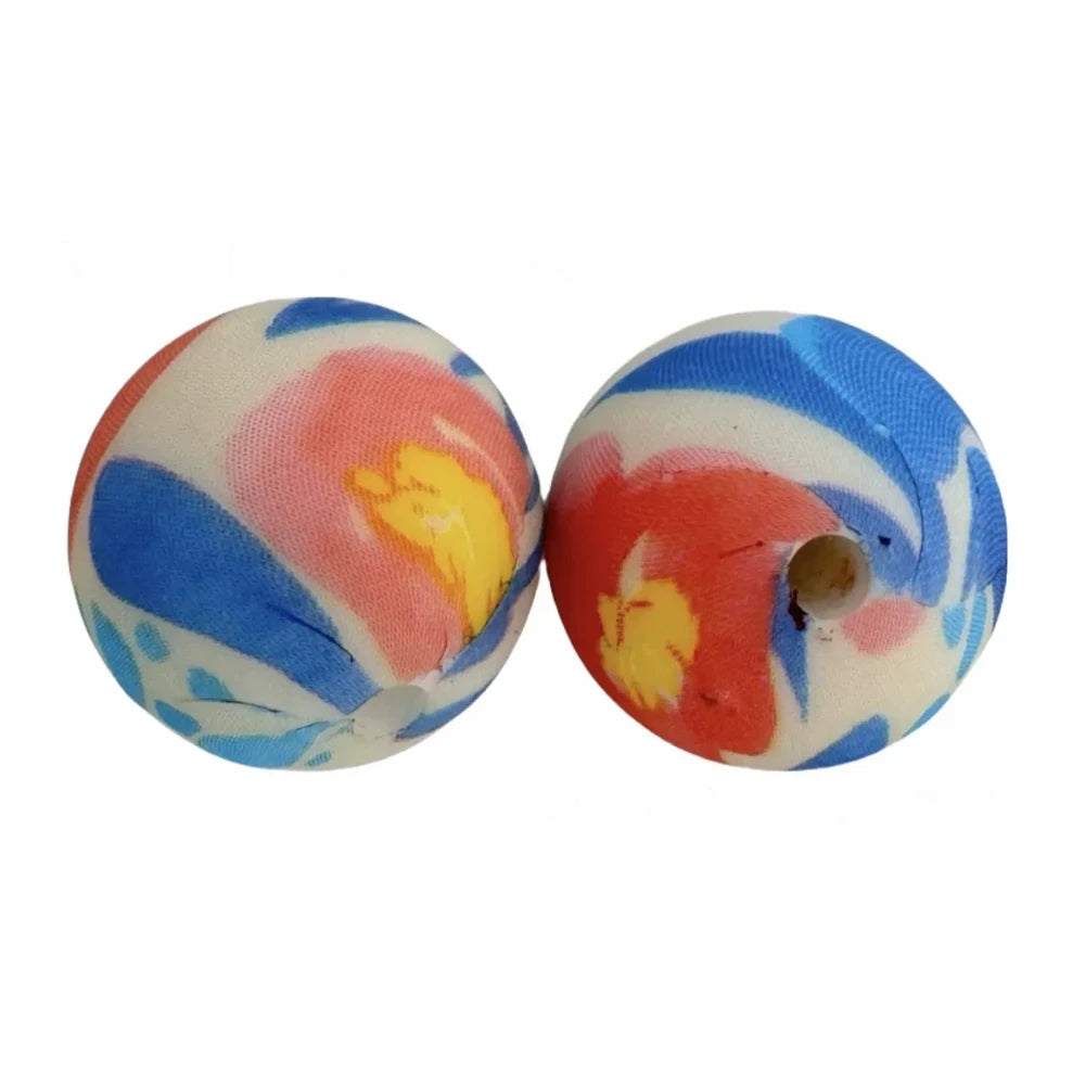 15mm Flower Printed Silicone Bead for DIY Bracelets Keychains