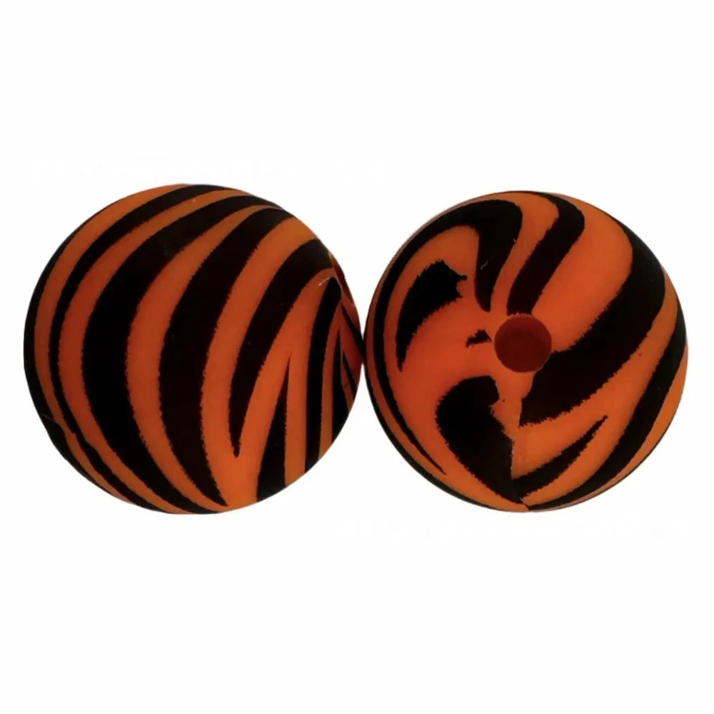 15mm Stripes Printed Silicone Bead for DIY Bracelets Keychains