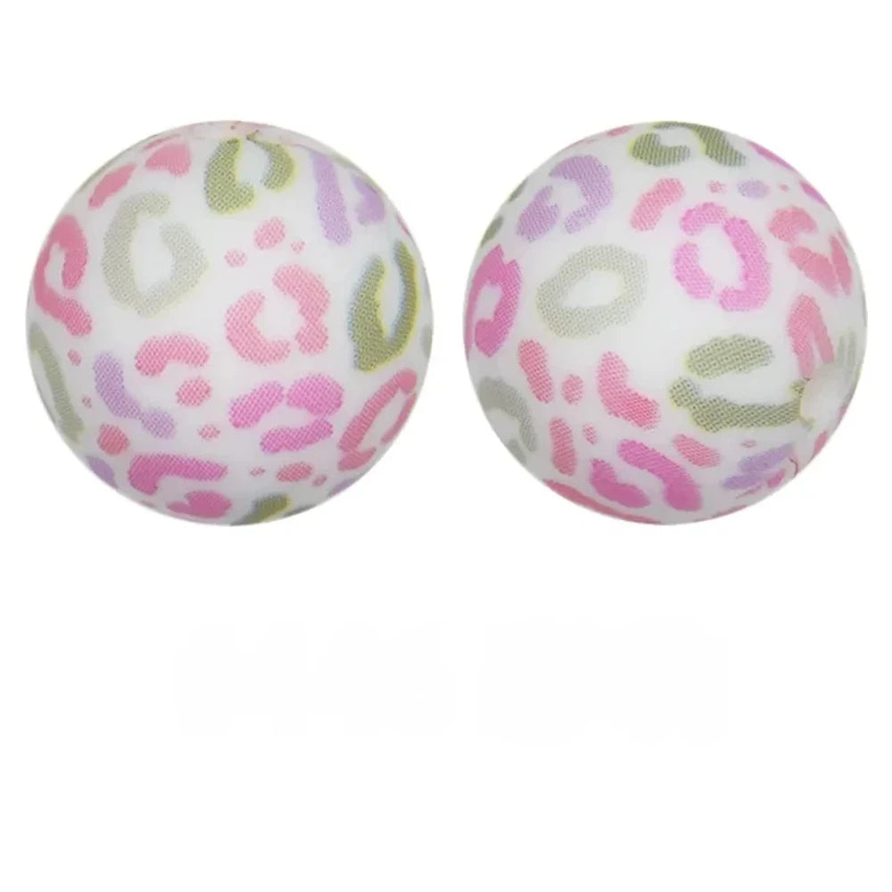 15mm Colorful Leopard Printed Silicone Bead for DIY Bracelet Pen