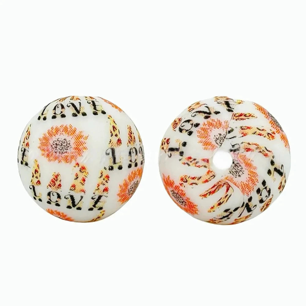 15mm '' Love '' Text Printed Silicone Bead for DIY Pens Keychain