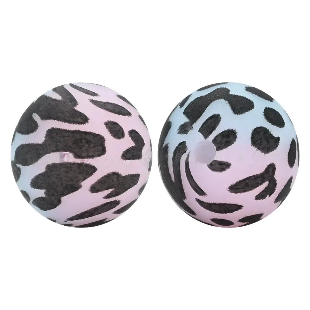 15mm Black Spots Printed Silicone Bead for DIY Keychains Pens