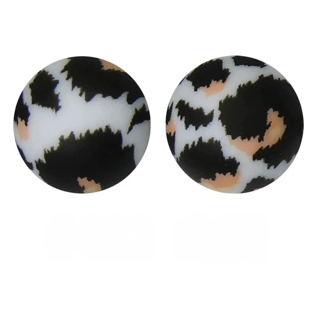 15mm Leopard Printed Silicone Bead for DIY Bracelet Pen