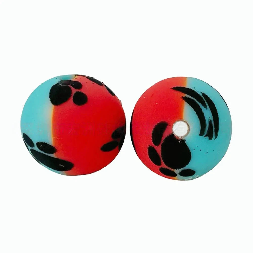 15mm Dog Paw Printed Silicone Bead for DIY Bracelet Pens