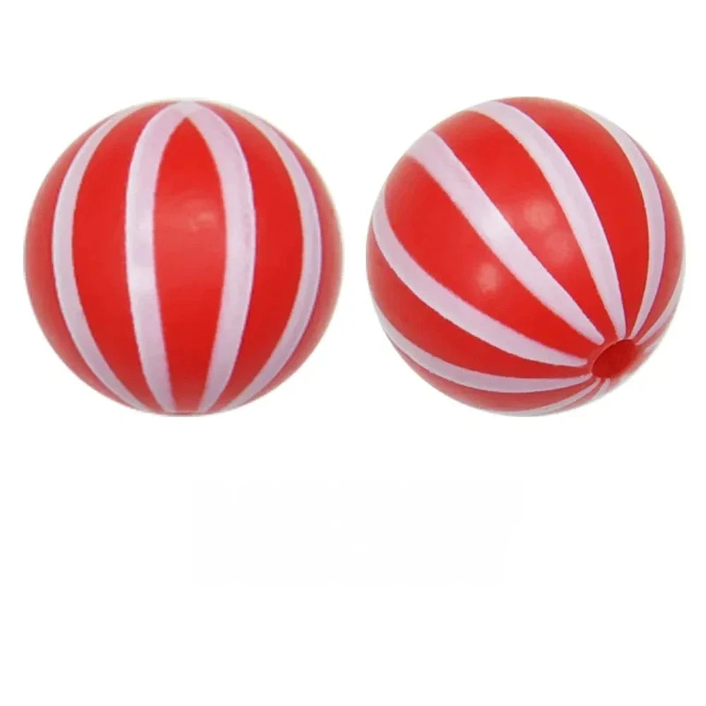 15mm Stripes on Red Printed Silicone Bead for DIY Bracelet Pen