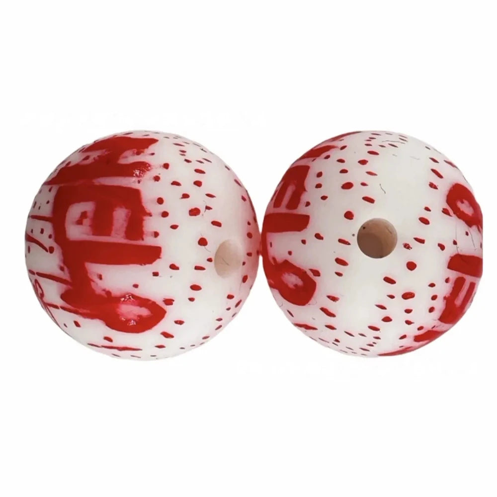 15mm Help Printed Silicone Bead for DIY Bracelets Keychains