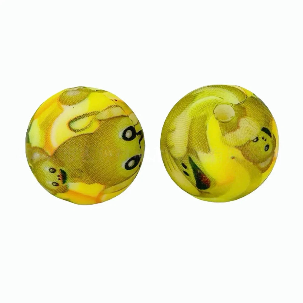 15mm Monkey Printed Silicone Bead for DIY Pens Keychains