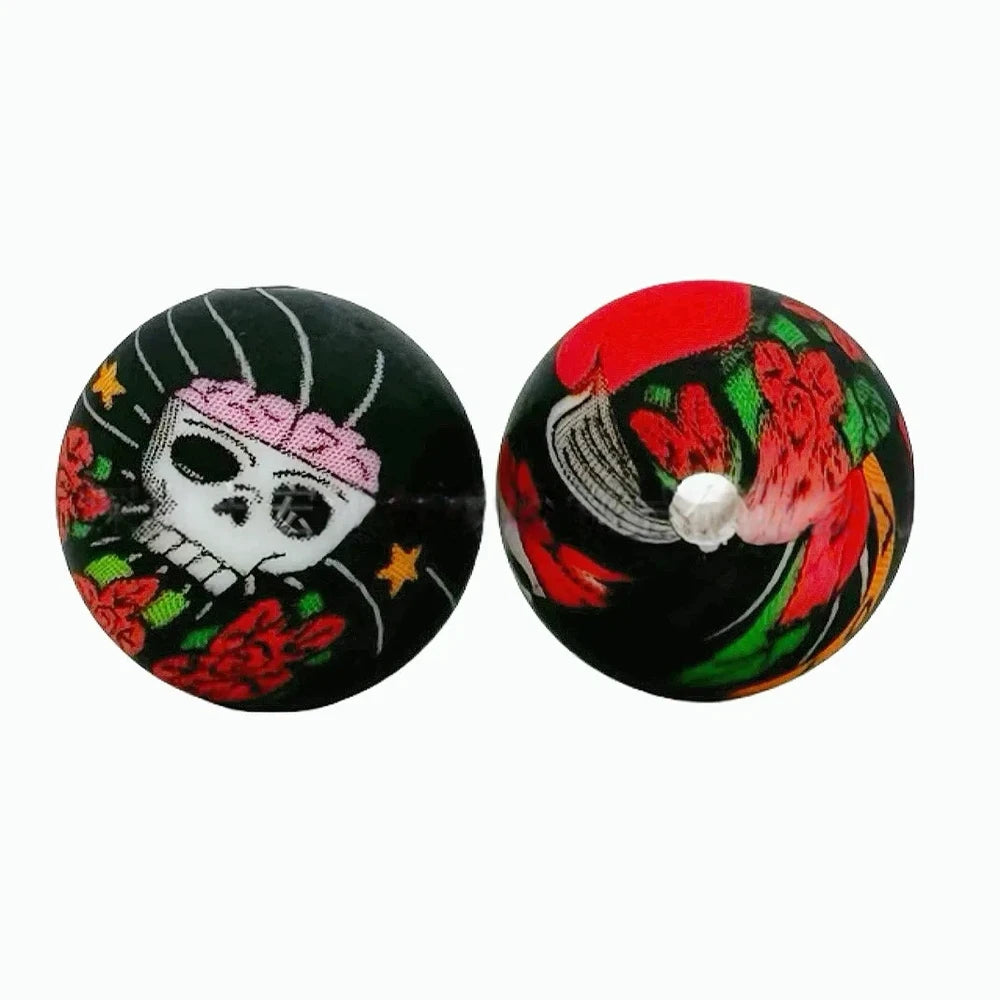 15mm Skull Head Printed Silicone Bead for DIY Pens Keychain