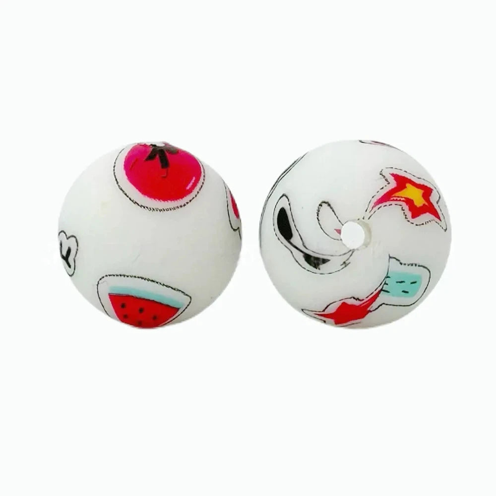 15mm Star Watermelon Printed Silicone Bead for DIY Pens Keychain