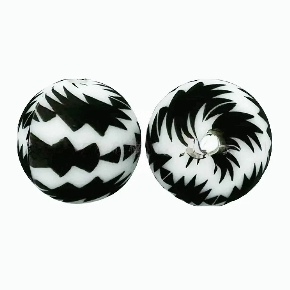 15mm Black and White Printed Silicone Bead for DIY Pens Keychain