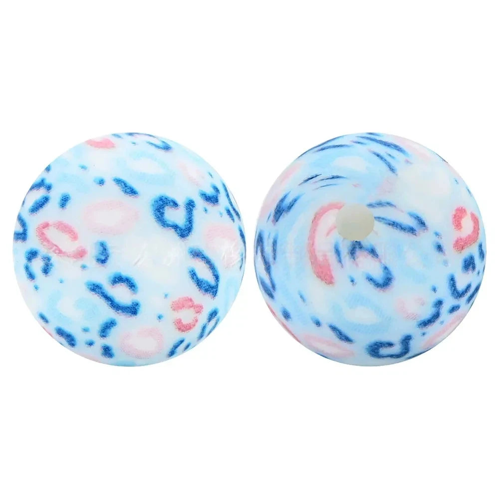 15mm Colorful Leopard Printed Silicone Bead for DIY Keychains Pens