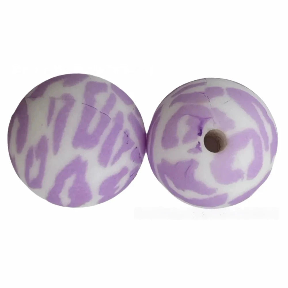 15mm Purple Leopard Printed Silicone Bead for DIY Bracelets Keychains