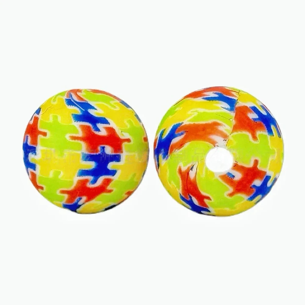15mm Jigsaw Puzzle Printed Silicone Bead for DIY Pens Keychain