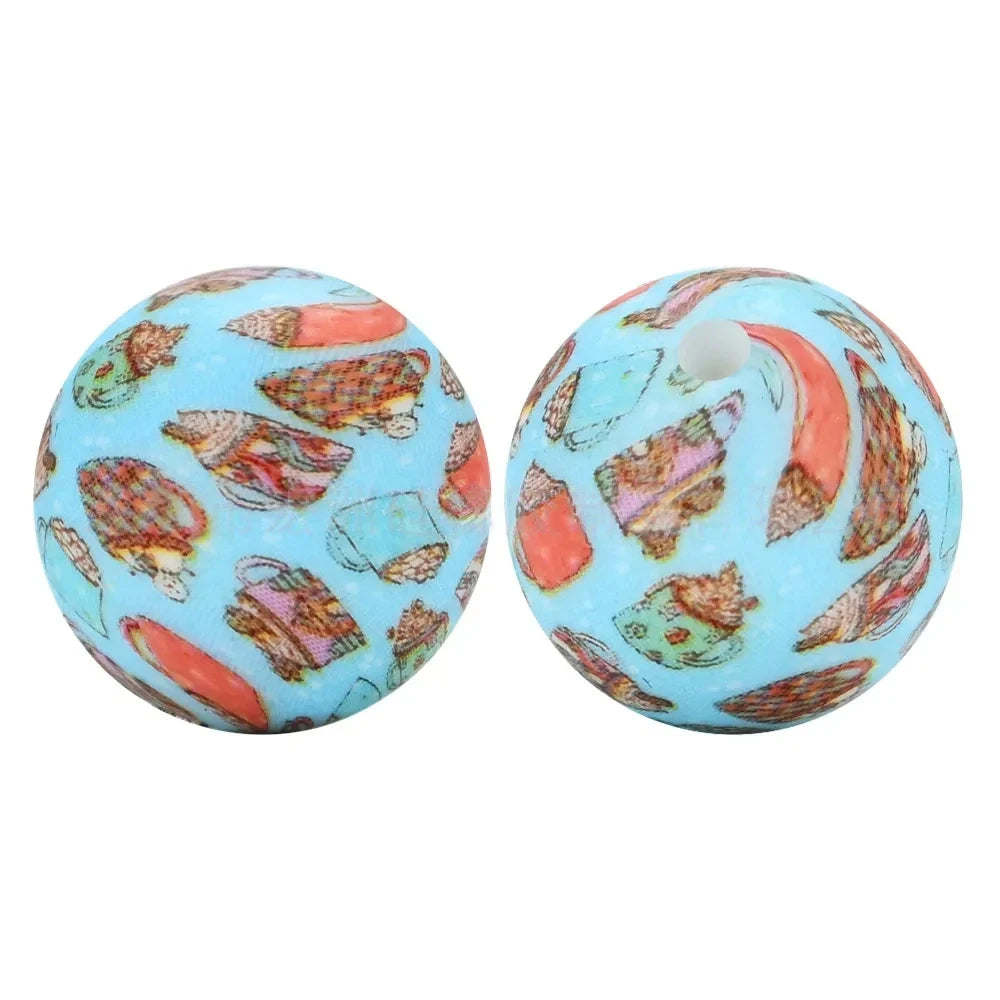 15mm Dessert Printed Silicone Bead for DIY Keychains Pens