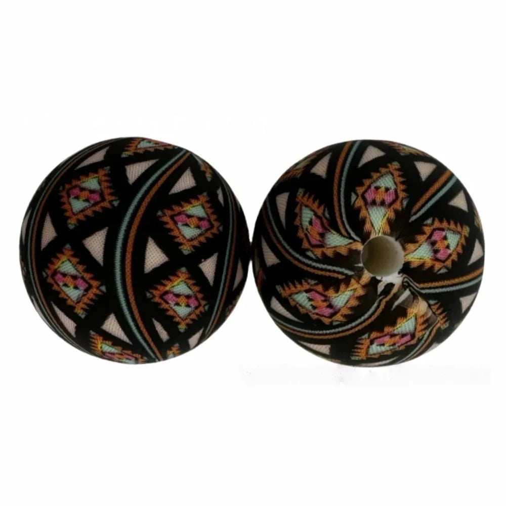 15mm Western Pattern Printed Silicone Bead for DIY Bracelets Keychains