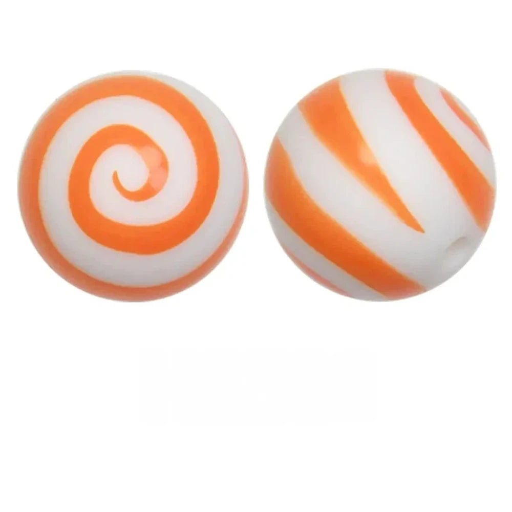 15mm Orange Swirl Printed Silicone Bead for DIY Pens Keychains