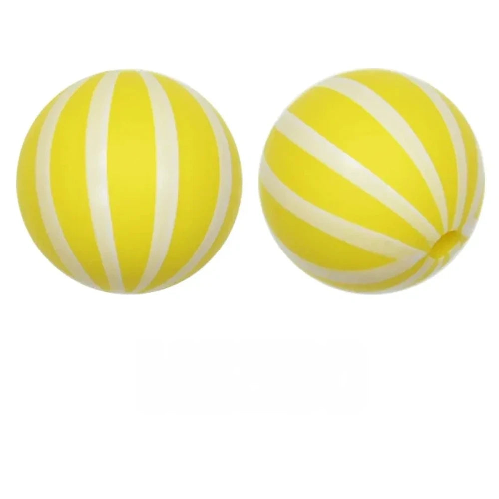 15mm Yellow Stripes Printed Silicone Bead for DIY Bracelet Pen